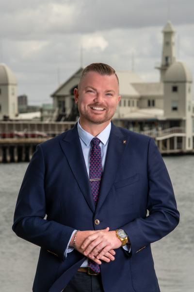 Professional Portrait Photograph of Real Estate Agent Nathan Brown at the Geelong waterfront